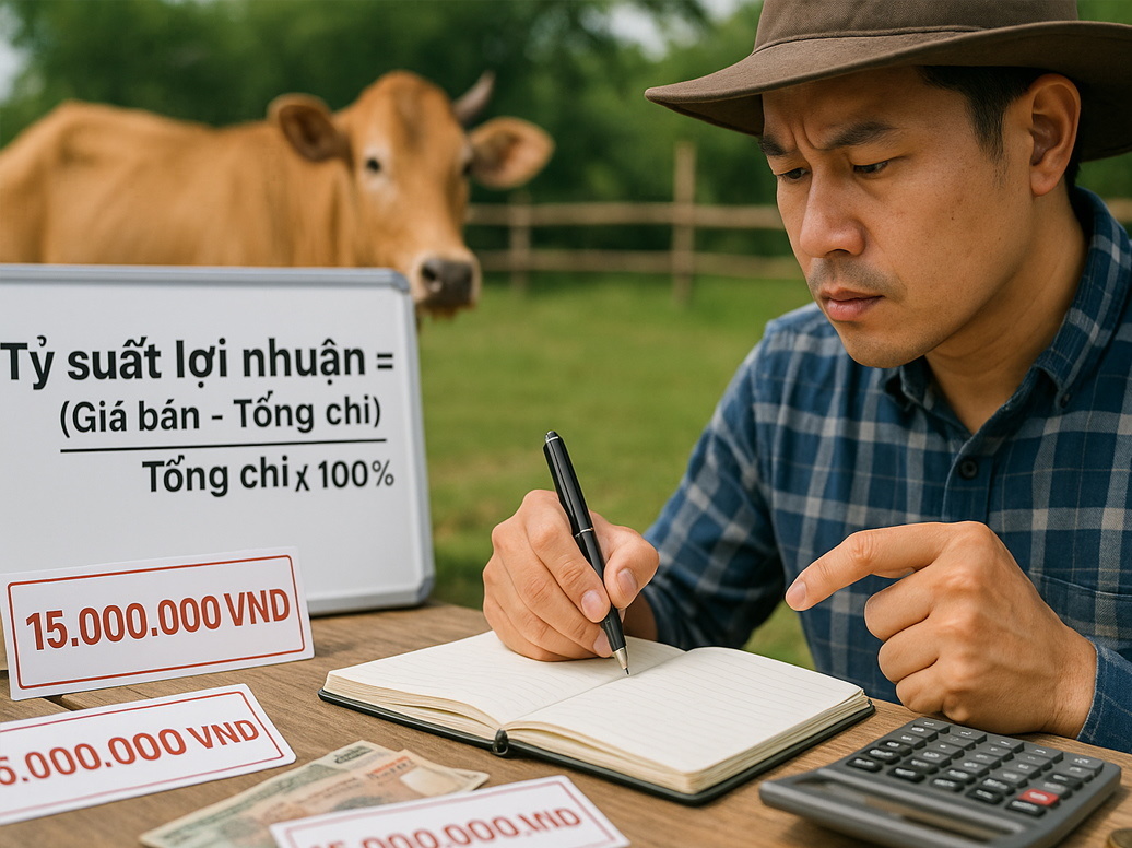 Cách tính tỷ suất lợi nhuận bài toán mua bán bò.