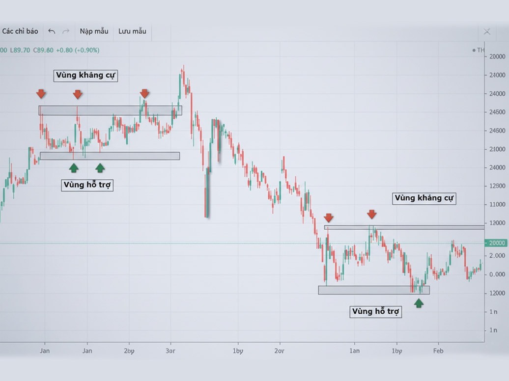 Hiểu rõ về Hỗ trợ, Kháng cự và vùng giao dịch để quản lý rủi tro trong đầu tư ngắn hạn.